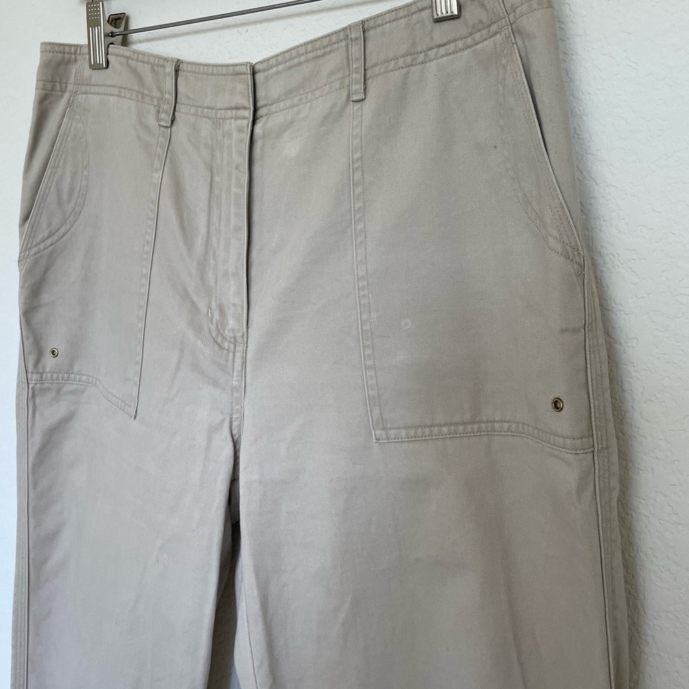 RALPH LAUREN cotton beige pants cream cropped tan - Picture 4 of 10